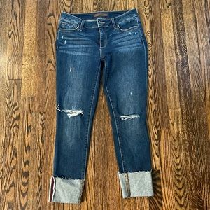 Joes Jeans Cropped, cuffed w/ holes in knees